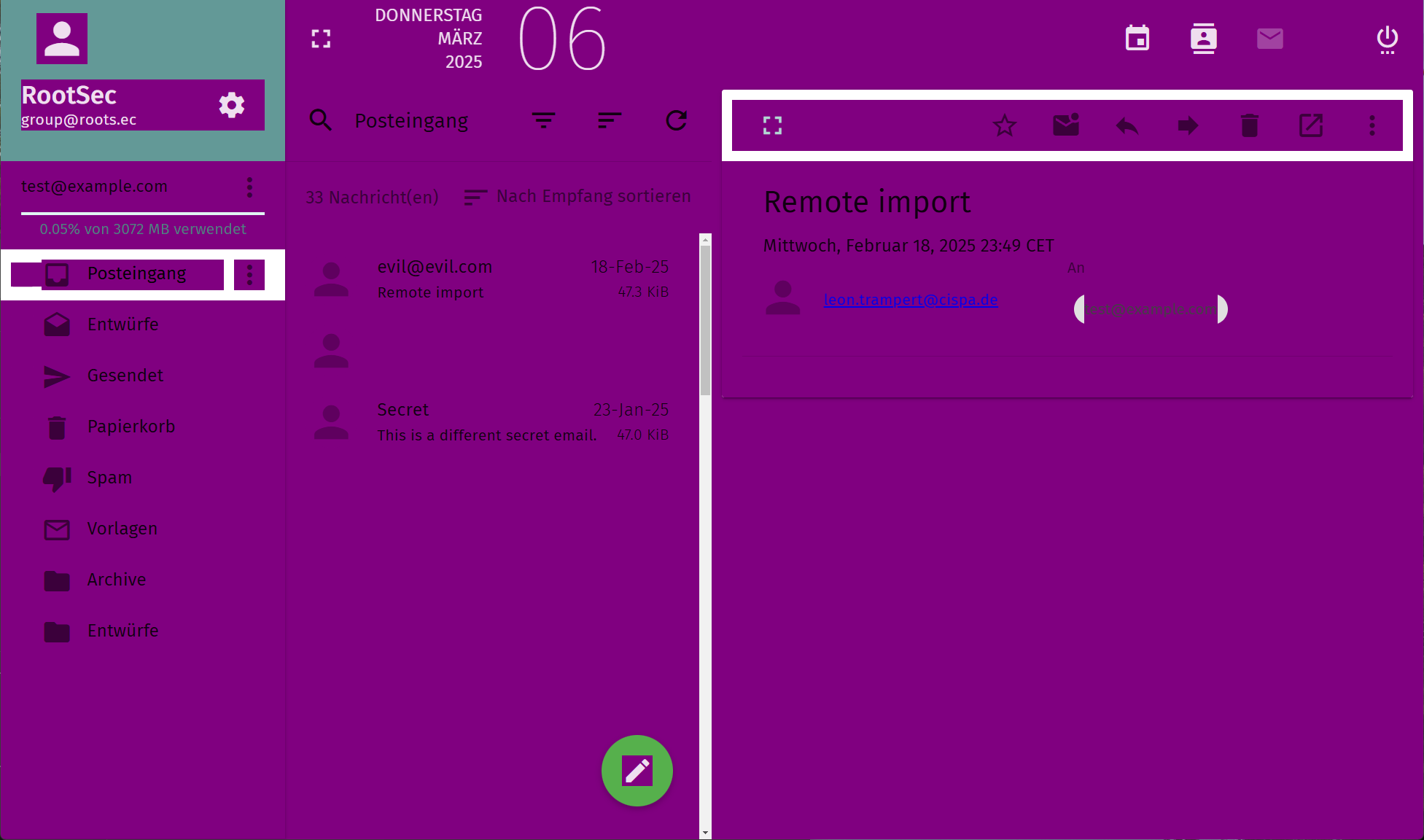 A remote stylesheet being applied to the entire webmail client interface